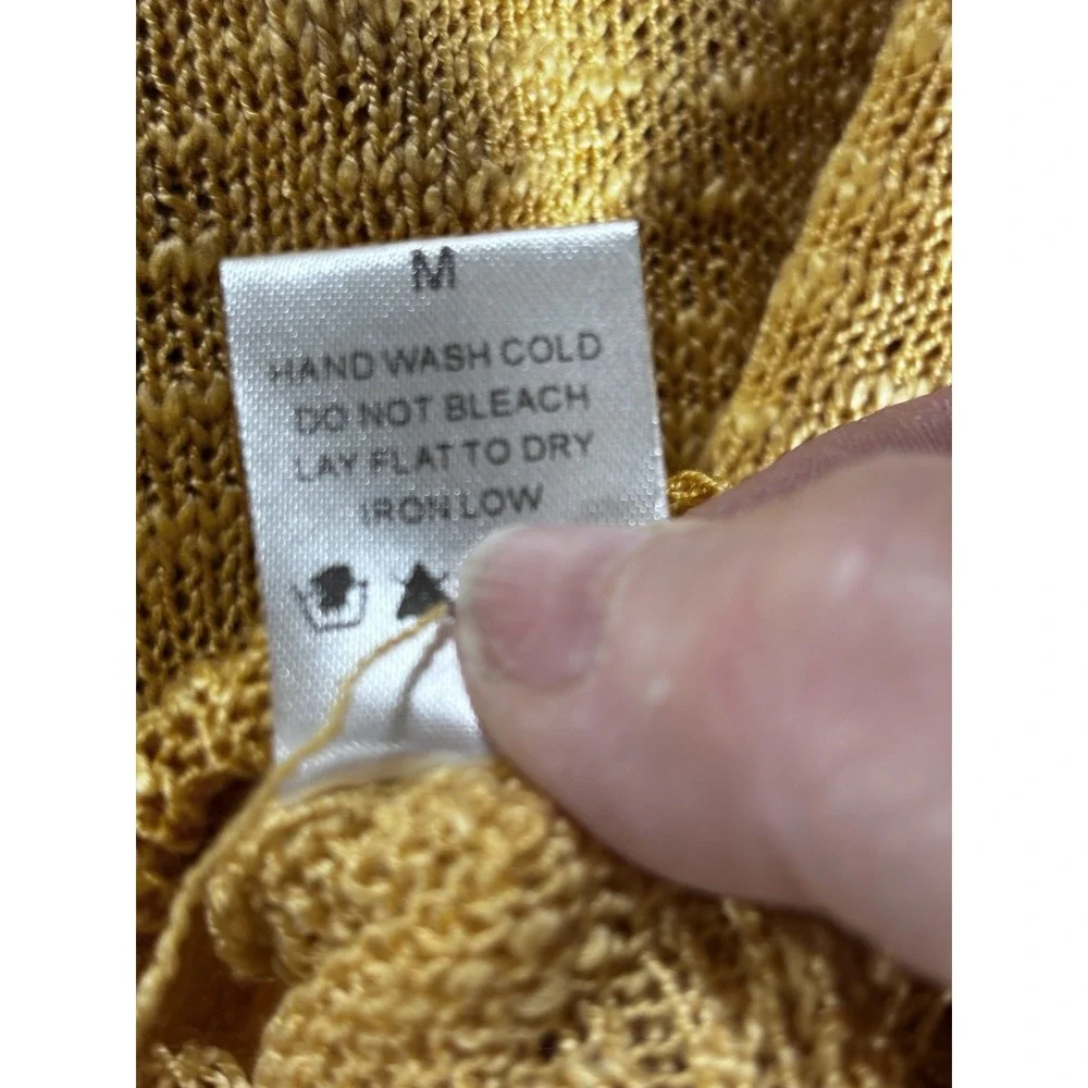 Adora Distressed Star Sweater Raw Hem Cotton Blend Golden Yellow M Boho Y2K‎ NWT
